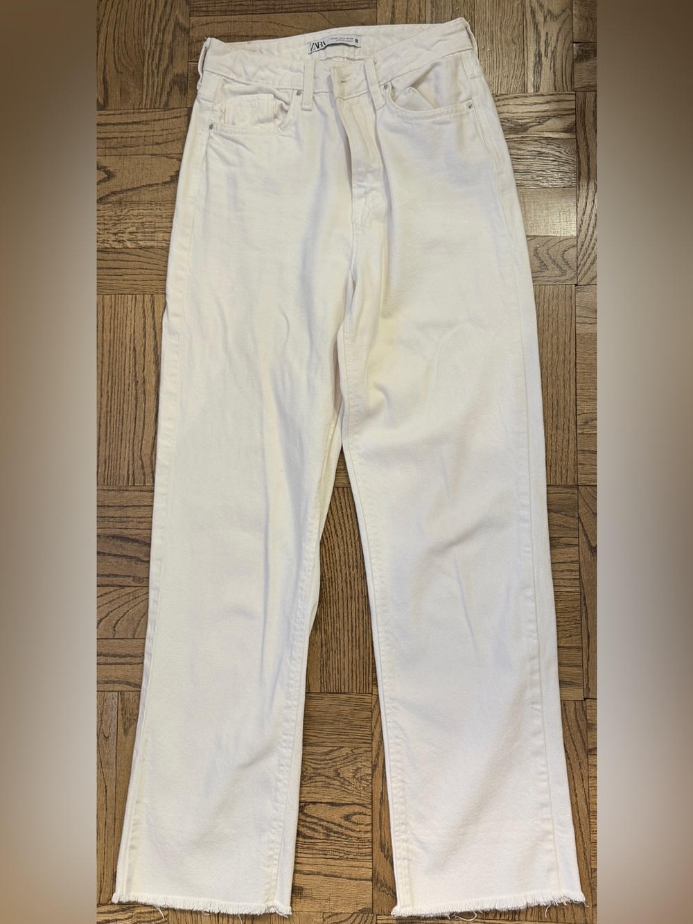 Zara Off-White Straight Leg Chinos